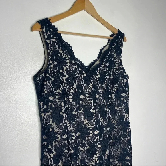 Ann Taylor Petite Navy Overlay Sheath Dress Sleeveless Size 12 Petite NWT - Picture 5 of 6